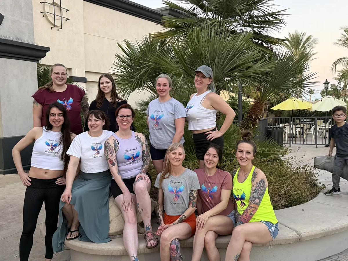 A group of Starbound students in matching shirts together on a trip